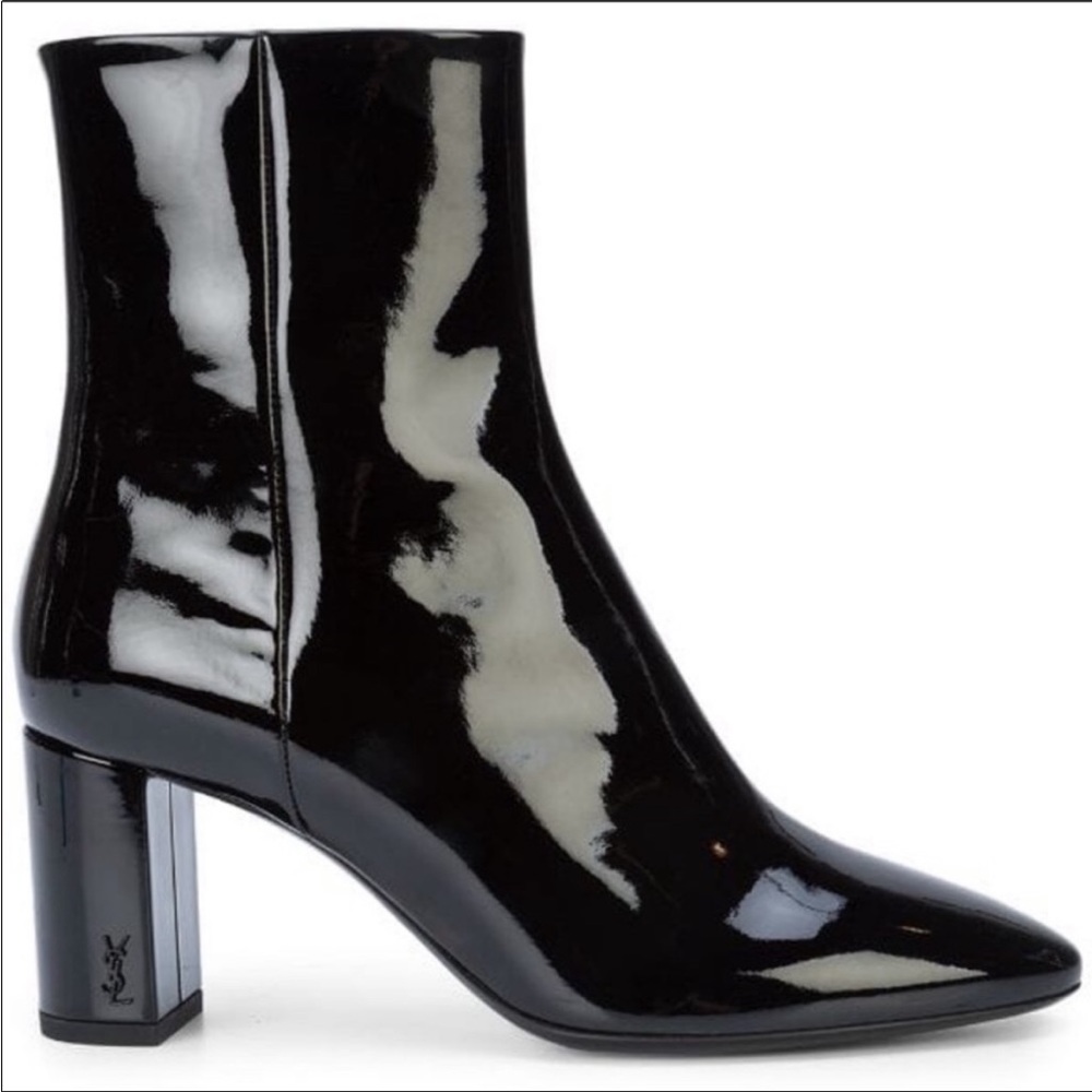 YSL patent leather booties
